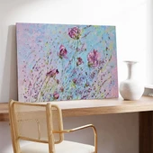 Soyut Pembe Çiçek Kanvas Tablo thumbnail 3