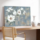 Dallarda Beyaz Çiçekler Kanvas Tablo thumbnail 3