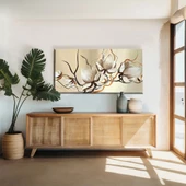 Dallardaki Beyaz Çiçekler Kanvas Tablo thumbnail 1