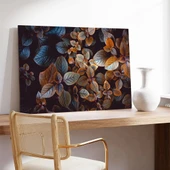 Siyah Altın Yaprak Çiçek Kanvas Tablo thumbnail 3