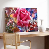 Soyut Pembe Gül Kanvas Tablo thumbnail 3