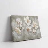 Soyut Beyaz Çiçekler Kanvas Tablo thumbnail 2