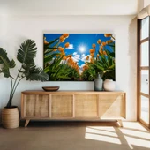 Gökyüzüne Uzanan Sarı Laleler Kanvas Tablo thumbnail 1