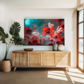 Daldaki Kırmızı Çiçekler Kanvas Tablo thumbnail 1