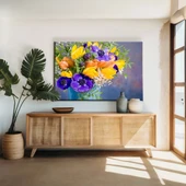 Mavi ve Sarı Çiçekler Kanvas Tablo thumbnail 1
