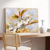 Beyaz Erik Çiçeği Kanvas Tablo thumbnail 3