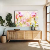 Soyut Pembe Çiçek Manzarası Kanvas Tablo thumbnail 1