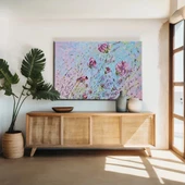 Soyut Pembe Çiçek Kanvas Tablo thumbnail 1