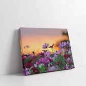 Pembe Çiçekler ve Gökyüzü Kanvas Tablo thumbnail 2