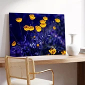 Mavi ve Sarı Çiçekler Kanvas Tablo thumbnail 1
