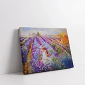 Lavanta Bahçesindeki Kadın Kanvas Tablo thumbnail 2