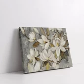 Beyaz ve Altın Çiçekler Kanvas Tablo thumbnail 2