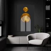 Siyah Zemin Beyaz ve Gold Kanvas Tablo thumbnail 1