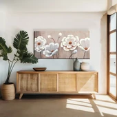 Beyaz Yapraklı Çiçek Kanvas Tablo thumbnail 1