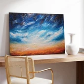 Yalnız Ağaç Altında Günbatımı Kanvas Tablo thumbnail 3