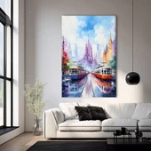 Rengarenk Şehir Hayatı Kanvas Tablo thumbnail 1