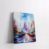 Rengarenk Şehir Hayatı Kanvas Tablo thumbnail 2