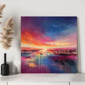 Ufuk Çizgisinde Kızıl Kanvas Tablo thumbnail 3