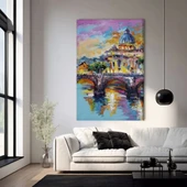 Köprünün Arkasında Şehir Silueti Kanvas Tablo thumbnail 1