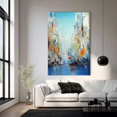 Sanatsal Şehir Çizgileri Kanvas Tablo thumbnail 1
