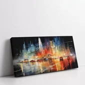 Işıklı Gece Manzarası Kanvas Tablo thumbnail 1