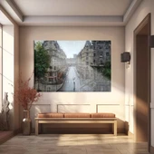 Yağmurlu Gün Sokakları Kanvas Tablo thumbnail 1