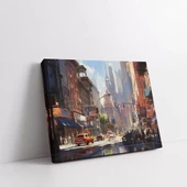 Şehir Akşam Kızıllığı Kanvas Tablo thumbnail 1