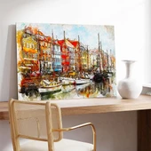 Renkli Liman Caddesi Kanvas Tablo thumbnail 2