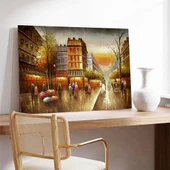 Yağmurlu Sokakların Işıltısı Kanvas Tablo thumbnail 2