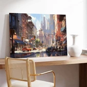 Şehir Akşam Kızıllığı Kanvas Tablo thumbnail 2
