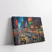 Canlı Şehir Gece Trafiği Kanvas Tablo thumbnail 1