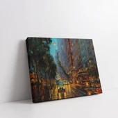 Günbatımında Şehir Kalabalığı Kanvas Tablo thumbnail 1