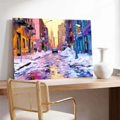 Renklerle Kaplı Kış Gecesi Kanvas Tablo thumbnail 2
