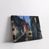 Kanal Üzerinde Akşam Yürüyüşü Kanvas Tablo thumbnail 1