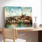 Renkli Nehir Kenarı Kanvas Tablo thumbnail 2