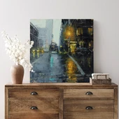 Geceyi Aydınlatan Sokaklar Kanvas Tablo thumbnail 2