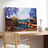 Kış Masalı Köyü Kanvas Tablo thumbnail 2