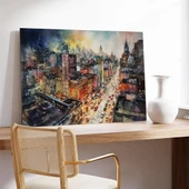Yoğun Şehir Gecesi Kanvas Tablo thumbnail 2