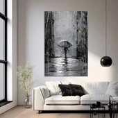 Yağmur Altında Yalnızlık Kanvas Tablo thumbnail 1