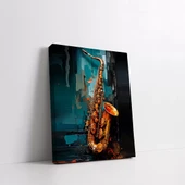 Saksofon Melodisi Kanvas Tablo thumbnail 3