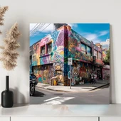 Geceyi Aydınlatan Sokak Kanvas Tablo thumbnail 2