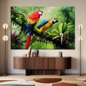 Renkli Papağnlar Kanvas Tablo thumbnail 1