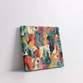 Renkli Sevimli Köpekler Kanvas Tablo thumbnail 2