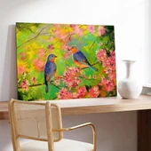 Kuş ve Çiçekler Kanvas Tablo thumbnail 3