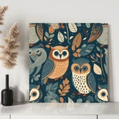 Uğurlu Baykuşlar Kanvas Tablo thumbnail 3