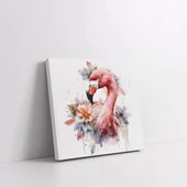 Çiçekli Flamingo Kanvas Tablo thumbnail 2