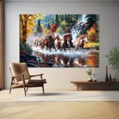 Atların Nehir Geçişi Kanvas Tablo thumbnail 1