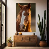 Kahverengi Gözlü At Kanvas Tablo thumbnail 1