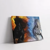 Siyah ve Beyaz Atlar Kanvas Tablo thumbnail 2