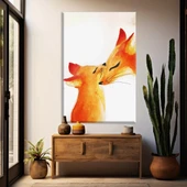 Anne Tilki ve Yavrusu Kanvas Tablo thumbnail 1